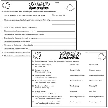 Possessive Nouns Worksheets and Craft Activity: Singular and Plural ...