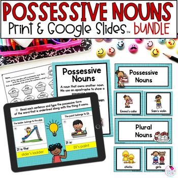 Preview of Possessive Nouns Worksheets and Activities - Google Slides - BUNDLE