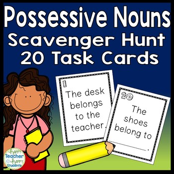 Preview of Possessive Nouns Scavenger Hunt Activity: 20 Possessive Noun Task Cards