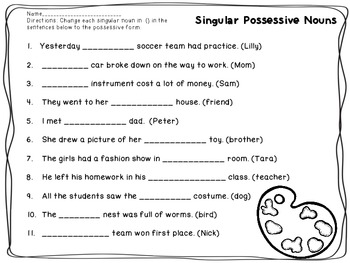 possessive nouns singular plural forms by socorro vega tpt