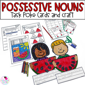 Preview of Possessive Nouns - Grammar Worksheets - Task Cards - Craft