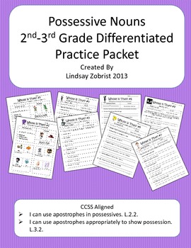 Preview of Possessive Nouns: Whose is it? 2nd-3rd Grade Common Core Practice Packet