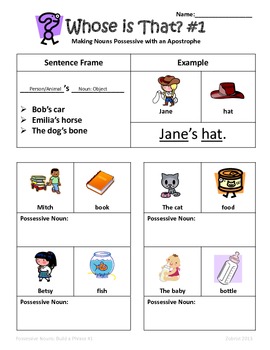 possessive nouns whose is it 2nd 3rd grade common core