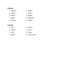 Possessive Nouns Worksheet (Regular & Irregular Plural Nouns) by Sam