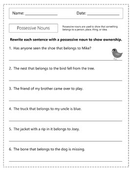 possessive nouns worksheets by homework hut teachers pay teachers