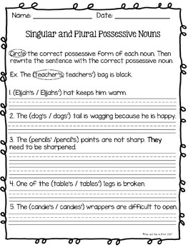 possessive nouns worksheets by fab and fun in first tpt