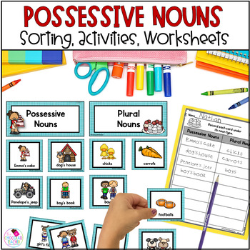 Preview of Possessive Nouns - Grammar Worksheets, Games, Noun Word Sort with Pictures