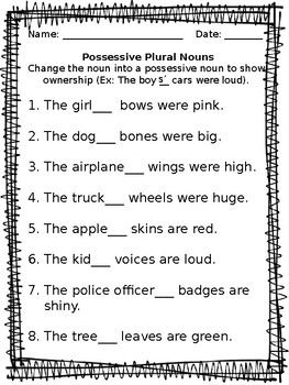 possessive plural nouns worksheet by first grade faves tpt