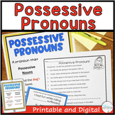 Possessive Pronoun Task Cards, Posters, and Worksheets