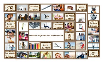 Preview of Possessive Adjectives and Possessive Case Legal Size Photo Board Game
