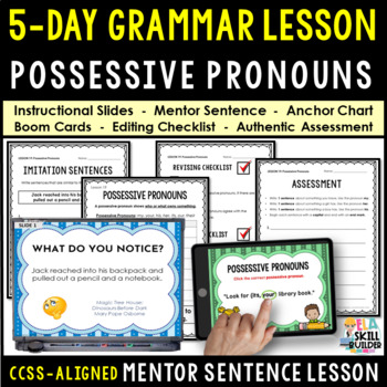 Preview of Possessive Pronouns - Worksheets, Activities, Mentor Sentence  - 5 Day Lesson