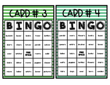 Noun, Pronoun, & Verb Tense Bingo Card