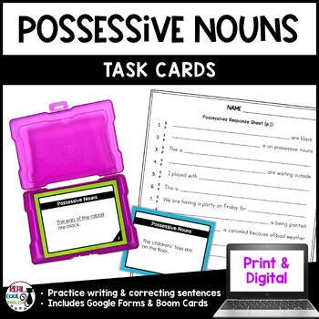 Preview of Possessive Nouns Task Cards - Singular and Plural - Apostrophe Use