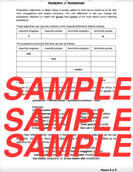 Preview of Possessivi - Italian Possessives