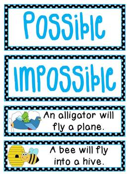 probability math center possible or impossible sentence sort