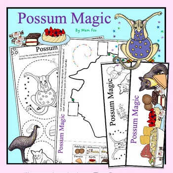 Preview of Possum Magic Mem Fox Activities, characters, Australian Animals, illustrations