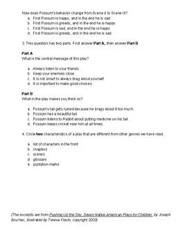 Possum S Tail Play Comprehension Test By Readingismeaningful Tpt