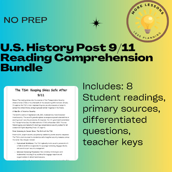 Preview of Post-9/11 America: A 8-Part Reading Comprehension Worksheet Bundle