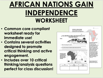 Preview of African Nations Gain Independence worksheet