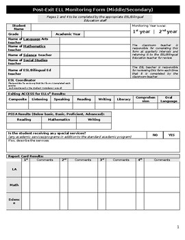 Preview of Post Exit Monitoring Forms: k-12 forms(Editable & fillable resource)