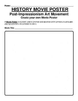 Preview of Post-Impressionism Art Movement "Movie Poster" WebQuest & Worksheet