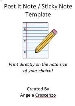 Preview of Post It Note / Sticky Note Printing Template - FREEBIE