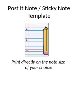 Preview of Post It Note / Sticky Note Template