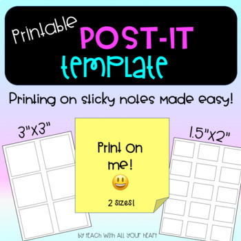 Post It Note / Sticky Note Printing Template - FREEBIE by Angela
