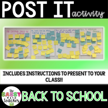 Preview of Post It Notes Activity - First Week of School Activity