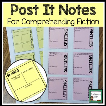 Preview of Sticky Note Templates for Reader Response- Fiction