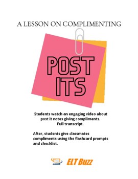 Post Its. Video Lesson. Compliments. Behavior. Kindness. ELA. ESL. EFL.
