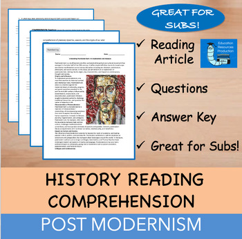 Preview of Post Modernism - Reading Comprehension Passage & Questions
