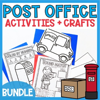Preview of Post Office Activities & Crafts Preschool Coloring Worksheets Dramatic Play