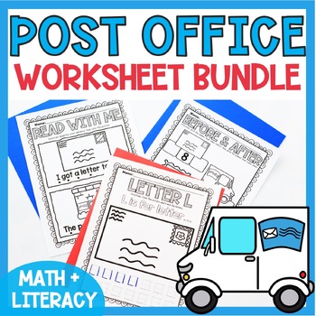 Preview of Post Office Activities Math Literacy Coloring Worksheets Preschool Kindergarten