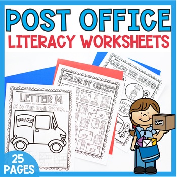 Preview of Post Office Activities for Preschool Mail Carrier Literacy Worksheets Community