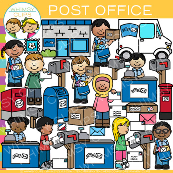 Preview of Kids Mail Delivery and Package Delivery Post Office Clip Art