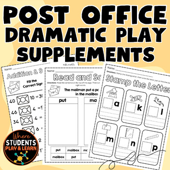 Preview of Post Office Themed Worksheets, Dramatic Play Printables