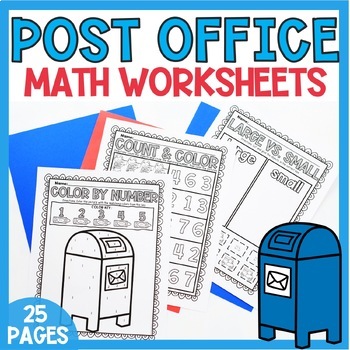 Preview of Post Office Preschool Activities Math Worksheets Community Helper Kindergarten