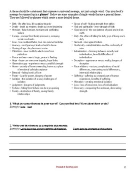 Themes: Post-Reading Handout & Worksheet by ELA Hwy | TPT