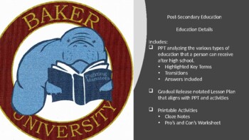 Preview of Post-Secondary Training - Part 2 - Education Details Bundle