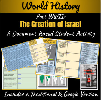 Preview of Post WWII | Creation of Israel | Document Based Activity | Distance Learning