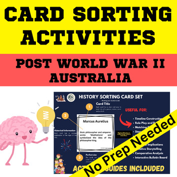 Preview of Post World War 2 Australia History Card Sorting Activity - PDF and Digital