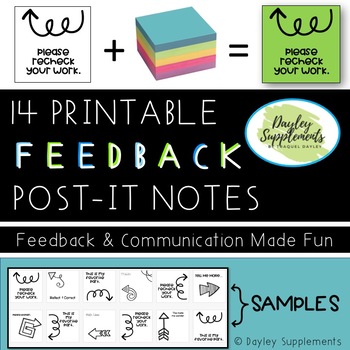 Preview of Post it Notes ARROW FEEDBACK for Communication & Instruction - All Grades