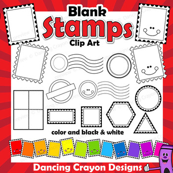 Preview of Postage Stamps Clip Art Bundle - Blank Templates and Overlays