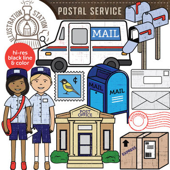 Post office clipart - stamps mail clip art postal postage vintage letters