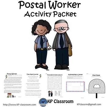 Postal Worker No Prep Activity Packet and Worksheets by KP Classroom