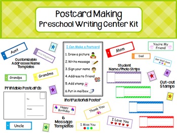 Preview of Postcard Making Preschool Writing Center Kit