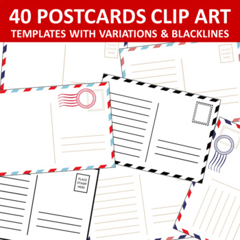 Preview of Postcard Templates Clip Art Set