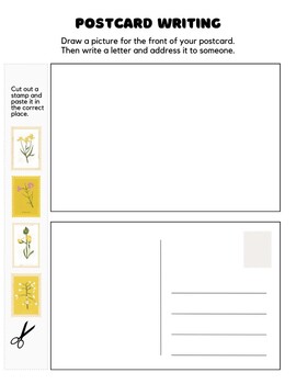 Preview of Postcards for Writing Practice with Stamps Ready to Use
