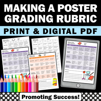 Preview of Student Self Assessment Rubric Poster Presentation Social Studies Science Math